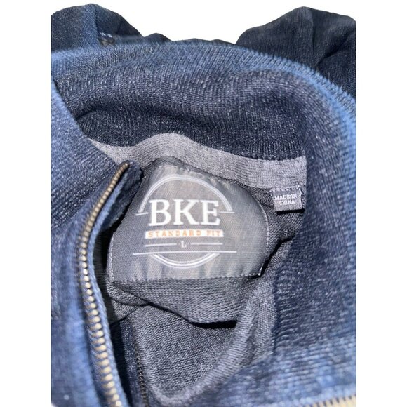 BKE The Buckle Mens 100% Cotton Zip Cardigan Sz L Navy Gray Standard Fit - Picture 3 of 5